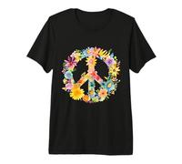 Peace Sign World Love Flowers Hippie Groovy Vibes Multicolore T-Shirt Haut de Gamme