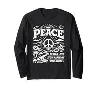 Peace Spread Love Live in Harmony Worldwide Retro Nature Manche Longue