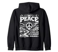 Peace Spread Love Live in Harmony Worldwide Retro Nature Sweat à Capuche