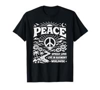 Peace Spread Love Live in Harmony Worldwide Retro Nature T-Shirt
