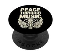 Peace Through Music Ailes de Guitare rétro inspirante Paix PopSockets PopGrip Adhésif