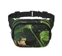 Peace Tree Frog Sac banane carré double couche Sac de poitrine Sac à bandoulière Sac de course à pied Voyage Randonnée, Noir , Taille unique