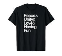 Peace Unity Love Having Fun, Musique Hip hop, esperluette T-Shirt Graphique avec Valeur, Homme, Noir, M