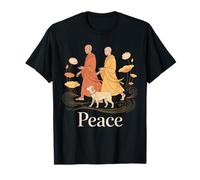 Peace Walking Monks Zen Calm Minimalist Art T-Shirt