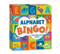 Peaceable Kingdom, Bingo alphabétique ! Jeu d'apprentissage des Lettres, Apprendre Les Lettres majuscules Comprend 6 Plateaux de Jeu, 26 jetons de Lettre et 72 jetons. 2 à 6 Joueurs à partir de 4 Ans