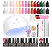 PEACECOLOR 31PCS Kit Vernis Semi Permanent Complet, 15 Couleurs Vernis Gel UV Semi Permanent avec Lampe à Ongles et Outils pour les Ongles Base et Top Coat Manucure Nail Art Kit