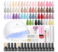 PEACECOLOR 37PCS Kit Ongle Gel UV Complet avec Lampe UV, 22 Couleurs Vernis Semi Permanent avec 4 Base Coat Top Coat Matte Glitter, Manucure Décorations et Outils Nail Art Kit Coffret Débutants