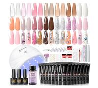 PEACECOLOR 40PCS Kit Ongles Gel UV Complet 15 couleurs Poly Nail Gel avec Lampe LED+UV pour la construction des Ongles Base & Top Coat&Mate Kit Complet Manicure