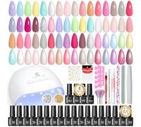 PEACECOLOR 44 Pcs Kit Vernis Semi Permanent avec Lampe 22 Couleurs Kit Ongle Gel UV Complet Pastel Nude Rose Vert Violet avec Base Coat Top Coat Kit de Manucure pour Débutant les Femmes