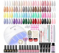 PEACECOLOR 53pcs Kit Ongle Gel UV Complet, 20 Couleurs Kit Vernis Semi Permanent+4 Poly Nail Extension Gel, Base et Top Coat Lampe UV Ongles Gel Nail Art Outil Kit Manucure pour Débutant
