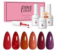 PEACECOLOR 6 Couleurs Vernis Semi Permanent Rouge Soak Off UV/LED Vernis à Ongles Gel Nail Polish Rouge Pailleté UV Semi Permanent Nail Art 10ml