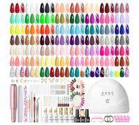 PEACECOLOR 83PCS Kit Vernis Semi Permanent, 55 Couleurs Kit Ongle Gel UV Complet avec Lampe et Ponceuse pour Ongles, Base Coat Top Coat Cat Eye Gel Nail Polish Nail Art Kit Manucure Cadeau