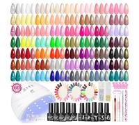 PEACECOLOR Kit Ongle Gel UV Complet 73Pcs, 55 Couleurs Vernis Semi Permanent avec Lampe, Base et Top Coat Manucure Outils Accessoires Nail Art Cadeau pour Femmes