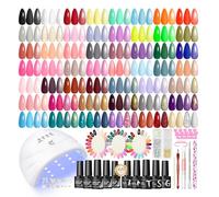 PEACECOLOR Kit Ongle Gel UV Complet 73Pcs avec Lampe à Ongles, 55 Couleurs Vernis Semi Permanent, Base Coat Top Coat Kit Manucure Gel Polish Nail Art Set pour Débutant