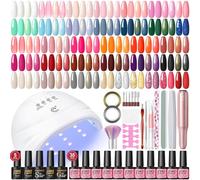 PEACECOLOR Kit Ongle Gel UV Complet avec Lampe UV Ponceuse pour Ongles, 35+5 Vernis Semi Permanent avec Base Top Coat Brillant Mat et Pailleté Nail Art Kit Manucure pour Débutant Femmes Cadeau