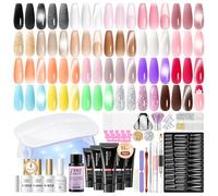 PEACECOLOR Poly Extension Gel Kit 24 Couleurs 50 PCS Vernis Gel Cat Eye | Kit Manucure Complet Pour Usage À La Maison. Comporte Vernis Mat Brillant Et Gel Cat Eye Pour Extensions D’Ongles Variées
