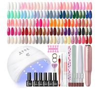 PEACECOLOR Vernis à Ongles Kit 35+5 Couleurs UV Lampe Ponceuse pour Ongles | Kit Ongle Gel UV Complet,Vernis Semi Permanent,Base Top Coat Brillant Mat et Pailleté Kit Manucure pour Débutant