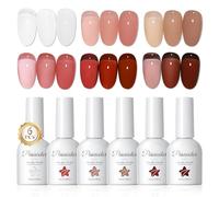 PEACECOLOR Vernis Semi Permanent 10ML, 6 Couleurs Vernis Gel UV Semi Permanent Blanc Laiteux Transparent Rouge Marron Soak Off UV/LED Vernis à Ongles pour DIY Salon French Manucure