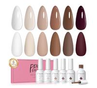 PEACECOLOR Vernis Semi Permanent Marron Blanc Nude Automne Hiver 6 Couleurs Vernis à Ongles Gel UV Semi-Permanent French Manucure Kit DIY Home 10ml