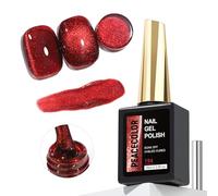 PEACECOLOR Vernis Semi Permanent Rouge Vin à Effet ÉToilé Pailleté 15ML Cat Eye Gel Nail Polish Vernis Gel UV Semi Permanent Pour Design d’Ongles Automne-Hiver IdéAl Pour FêTes et DéButants