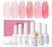 PEACECOLOR Vernis Semi Permanent Transparent Nude Rose 6 Couleurs 10ml, Vernis Gel UV Semi Permanent Lot Vernis à Ongles UV/LED Gel Nail Polish Soak Off Manucure Set