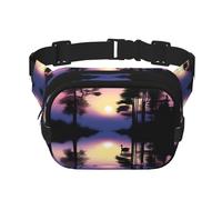 Peaceful Dawn Sac banane carré double couche pour activités de plein air telles que le sport, les voyages, la randonnée, le cyclisme, Noir , Taille unique