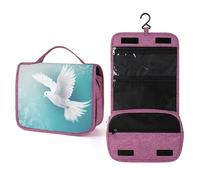 Peaceful Dove Flying in The Sky Trousse de toilette de voyage pour femme, organiseur de maquillage à suspendre avec crochet pour shampooing