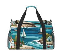 Peaceful Shores Sac de voyage pour homme et femme, sac de voyage pliable et sac fourre-tout spacieux pour le rangement des articles de toilette, bagages, articles personnels, noir, L, Noir , L