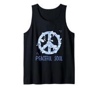 Peaceful Soul Blue Floral Peace Sign Vintage Aesthetic Soft Débardeur