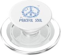 Peaceful Soul Blue Floral Peace Sign Vintage Aesthetic Soft PopSockets PopGrip pour MagSafe