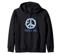 Peaceful Soul Blue Floral Peace Sign Vintage Aesthetic Soft Sweat à Capuche