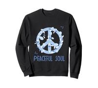 Peaceful Soul Blue Floral Peace Sign Vintage Aesthetic Soft Sweatshirt