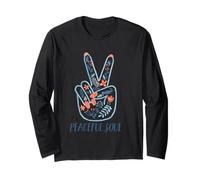 Peaceful Soul Floral Peace Hand Gesture Nature Inspired Manche Longue