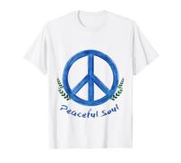 Peaceful Soul Nature Inspired Aesthetic Blue Peace Symbol T-Shirt