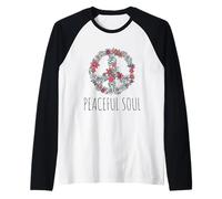 Peaceful Soul Nature Inspired Aesthetic Graphic Floral Sign Manche Raglan