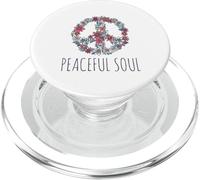 Peaceful Soul Nature Inspired Aesthetic Graphic Floral Sign PopSockets PopGrip pour MagSafe