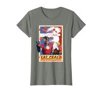 Peacemaker Eat Peace with Eagle T-Shirt, Femme, Vert Kaki chiné, S