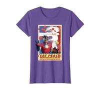 Peacemaker Eat Peace with Eagle T-Shirt, Femme, Violet Chiné, XS