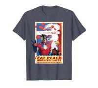 Peacemaker Eat Peace with Eagle T-Shirt, Homme, Bleu Chiné, XXL
