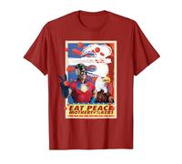 Peacemaker Eat Peace with Eagle T-Shirt, Homme, Canneberge, M