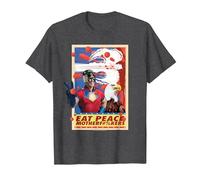 Peacemaker Eat Peace with Eagle T-Shirt, Homme, Chiné Foncé, S