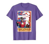 Peacemaker Eat Peace with Eagle T-Shirt, Homme, Violet Chiné, XXL