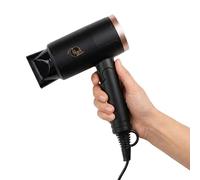 Peach Beauty® Sèche-cheveux de voyage | Pliable 1300 W | Noir | Sèche-cheveux pliable, 2 vitesses, air froid, concentrateur inclus, poignée pliable, crochet, 380 g, 15,8 x 6,6 x 22,4 cm