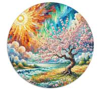 Peach Blossom, Puzzle Inspirant Circulaire 1000 Pièces avec, Destiné À Ceux en Quête De Beauté Et De Calme 1000pcs (67.5x67.5cm)