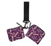 Peach Butterfly Lot de 2 porte-monnaie pour femme avec dragonne, Papillon pêche, 1 size, Décontracté