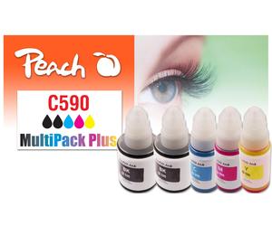 Peach C490/590 Ink Cartridges Pack of 2 Black/C/M/Y/Replaces Canon GI-590 for Ca
