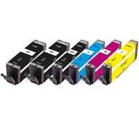 Peach C580/581 Printer Cartridges (2x BK, PBK, C, M, Y) Replaces Canon PGI-580,