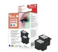 Peach Combi-Pack C540XL/C541XL - Pack de 2 - noir, couleur (cyan, magenta, jaune) - compatible - remanufacturé - cartouche d'encre (alternative pour : Canon CL-541XL, Canon PG-540XL) - pour Canon PIXM