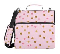 Peach Dots Porte-documents portable à 3 anneaux avec fermeture éclair et sangle Plusieurs poches pour collège
