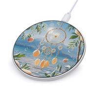 Peach Dream Catcher Chargeur sans fil avec câble USB, cadre en alliage d'aluminium 10 W max compatible avec chargeur rapide sans fil - Câble de 1 m inclus pour voyage, maison, bureau